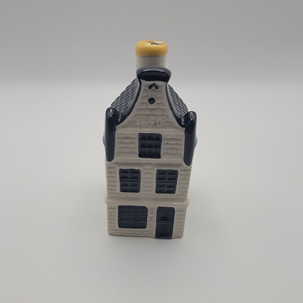KLM Bols Blue Delft Miniature House 16 Dutch Canal Bottle 2009 Empty Ceramic